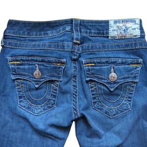 True Religion Straight‎ Jeans 26 Flap Pocket Big Stitch Low-Rise Buttons Coin